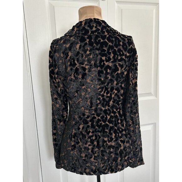 Guess $138 Women's Lisa Leopard Velour Evening Blazer Brown/Black Size 6 - Picture 3 of 9
